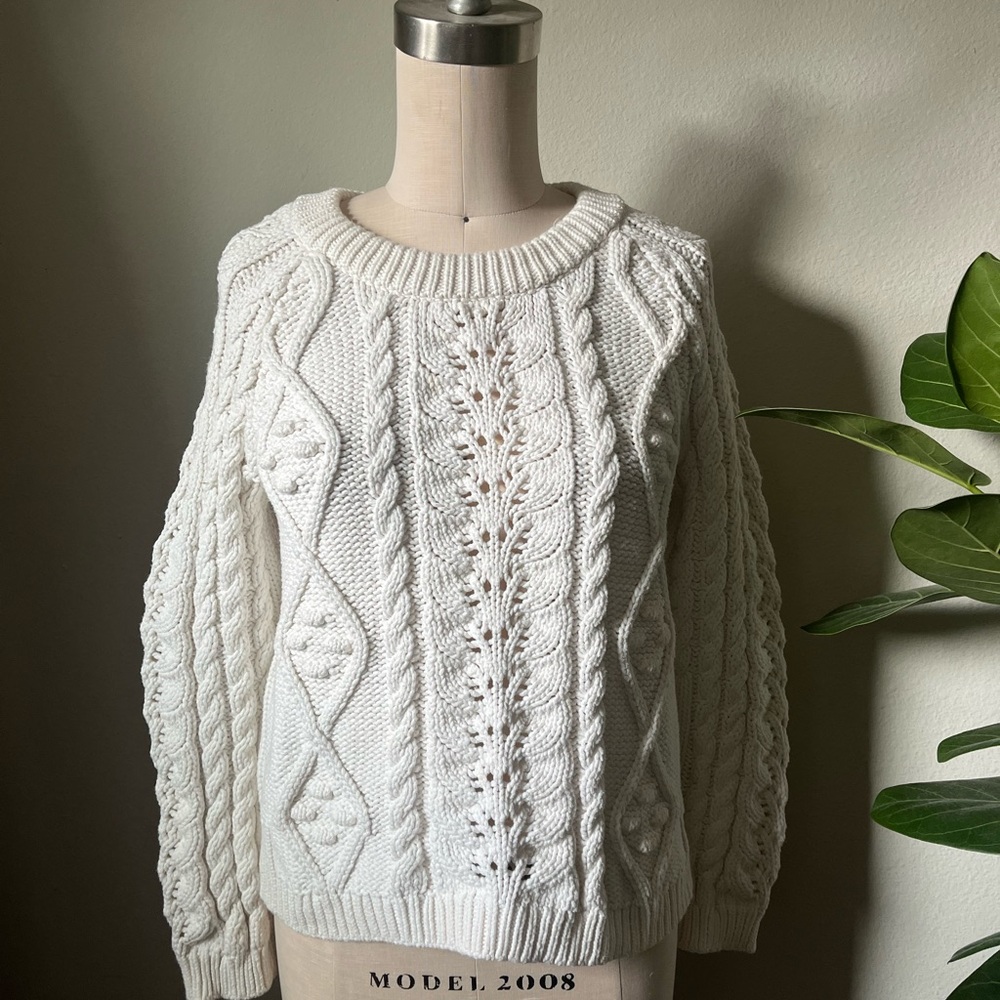 White Cable Knit Sweater